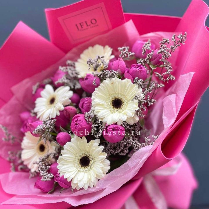 Букет гербер и мисти бабблс  в Химкие