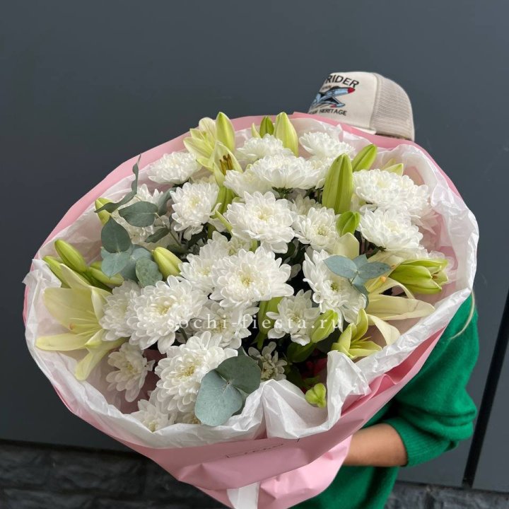  Букет  хризантемы и лилии в Химкие