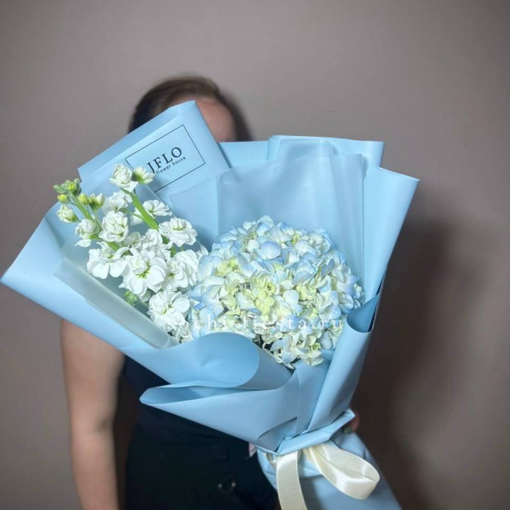 Гортензия голубая с маттиолой в Химкие