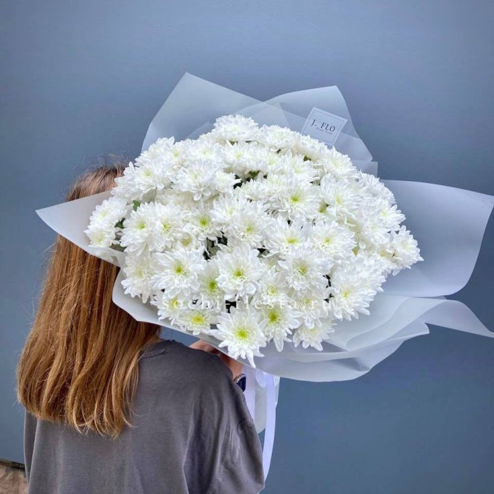 Букет хризантем "Белая снежинка" в Химкие