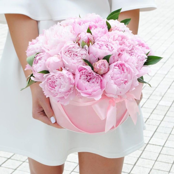 Пионы в шляпной коробке в Химкие