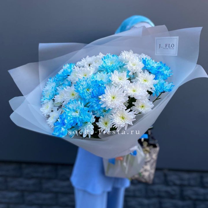 Букет хризантем "Голубая снежинка" в Химкие