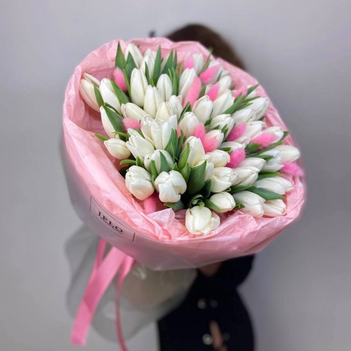 51 белый тюльпан "Рози" в Химкие