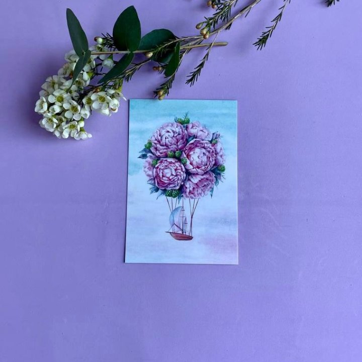 Открытка к букету "Пион" в Химкие