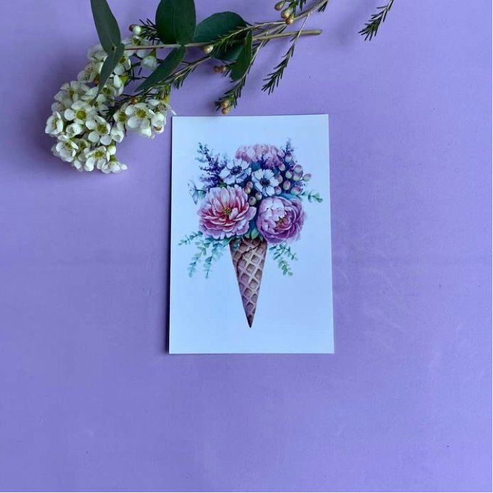 Открытка к букету "Цветочно-кремовый" в Химкие