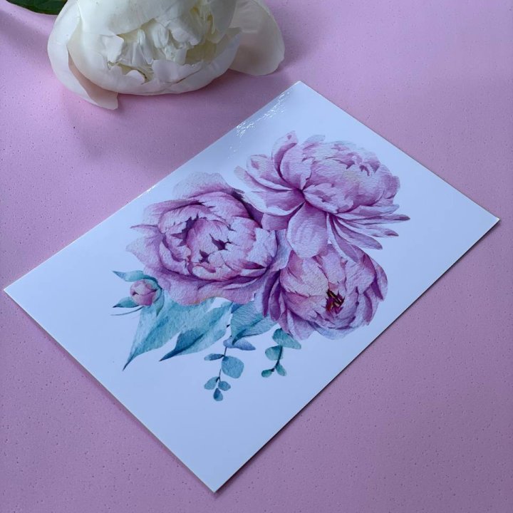 Открытка к букету "Пионы" в Химкие