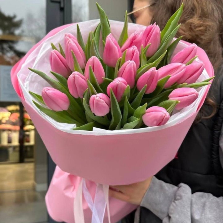  19 розовых тюльпанов в Химкие