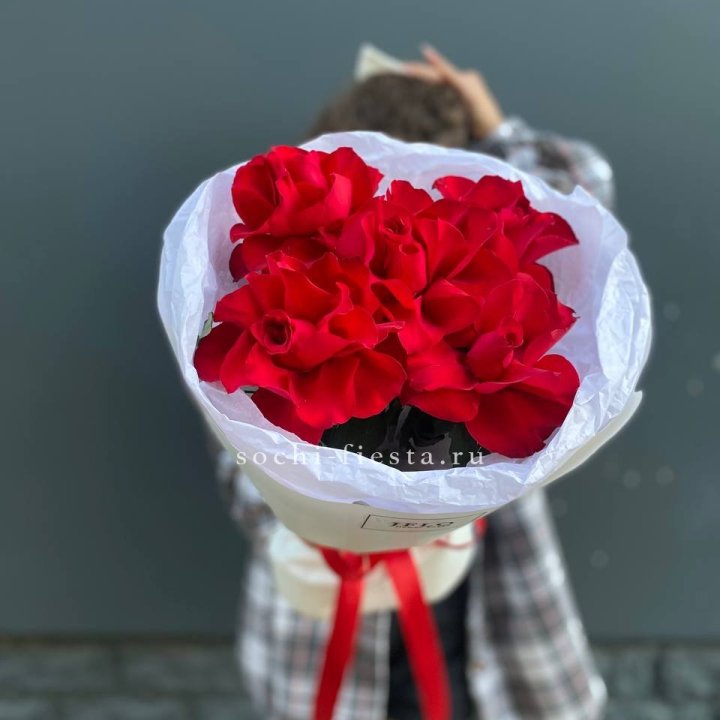 5 французских красных роз в Химкие