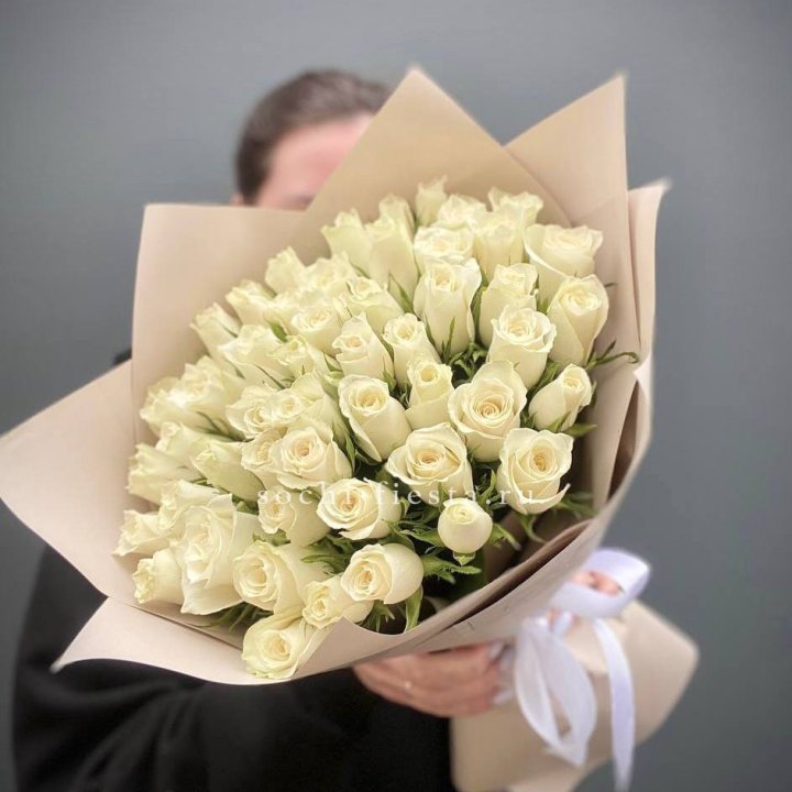 51 белая кенийская роза  в Химкие