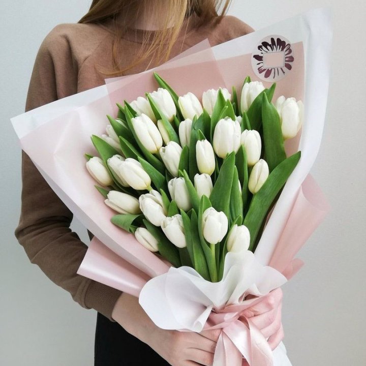 Букет белых тюльпанов "Моника" в Химкие