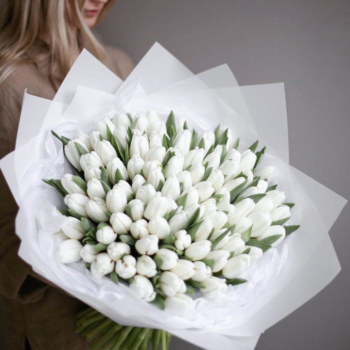 101 белый тюльпан в Химкие